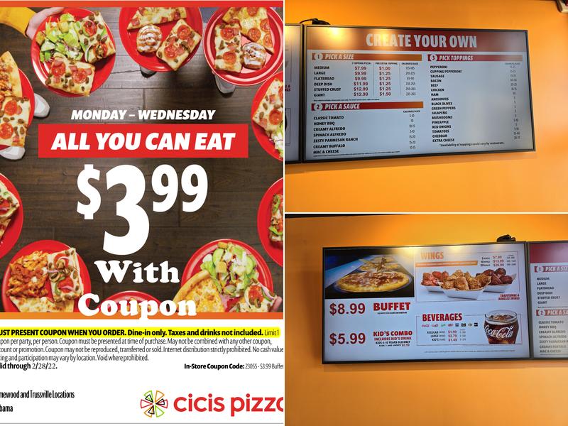 Cicis Pizza Menu