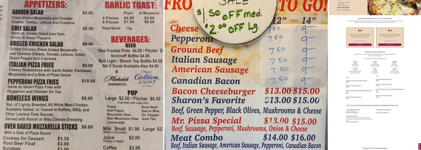 The Original Mr. Pizza South Menu