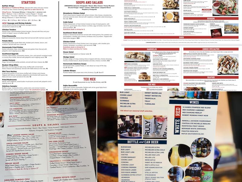 Sidelines Grille Holly Springs Menu