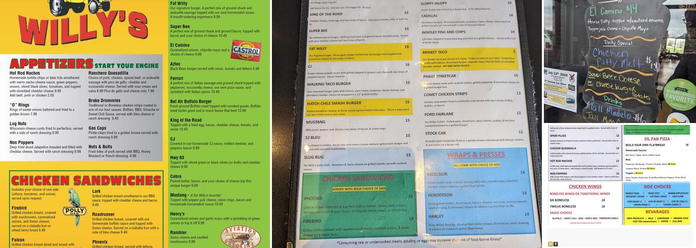 Fat Willy's Menu