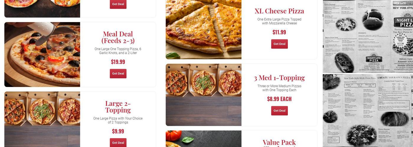 Night Life Pizza - Marietta Menu