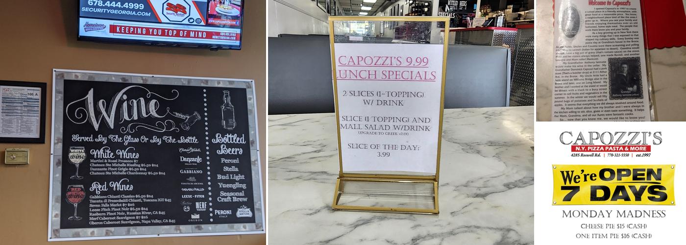 Capozzi's Menu