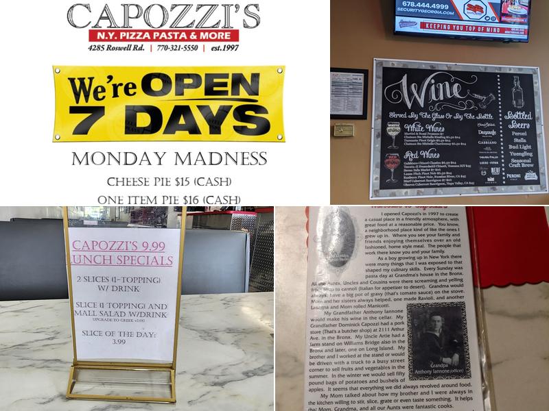 Capozzi's Menu