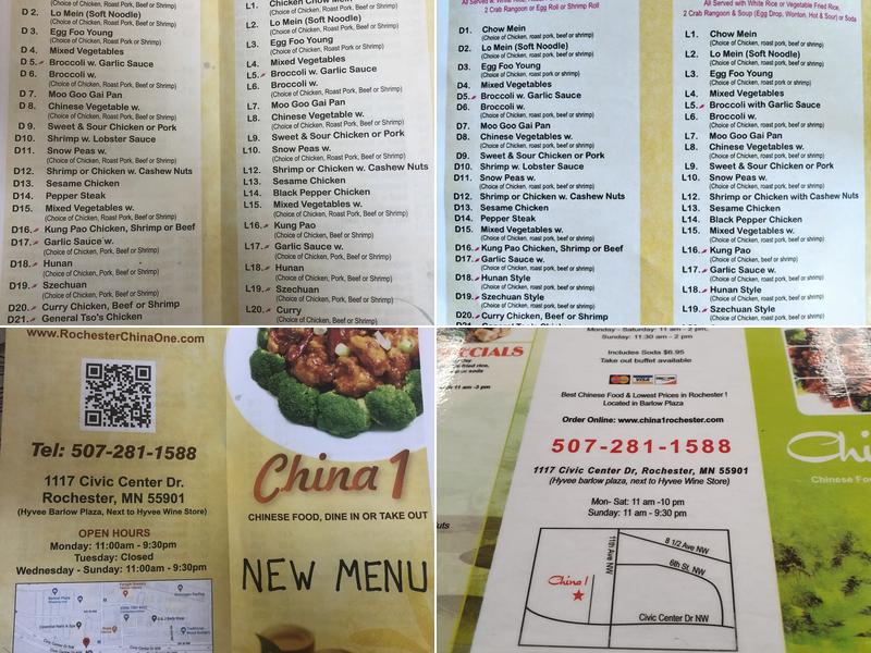 China One Menu