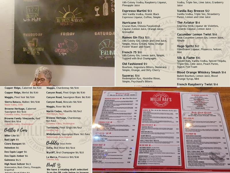 Willie Rae's Social House Menu