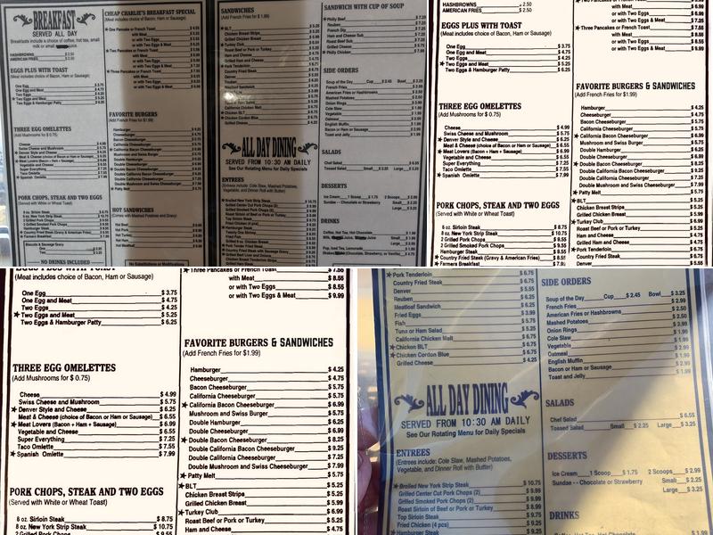 Cheap Charlie's Menu