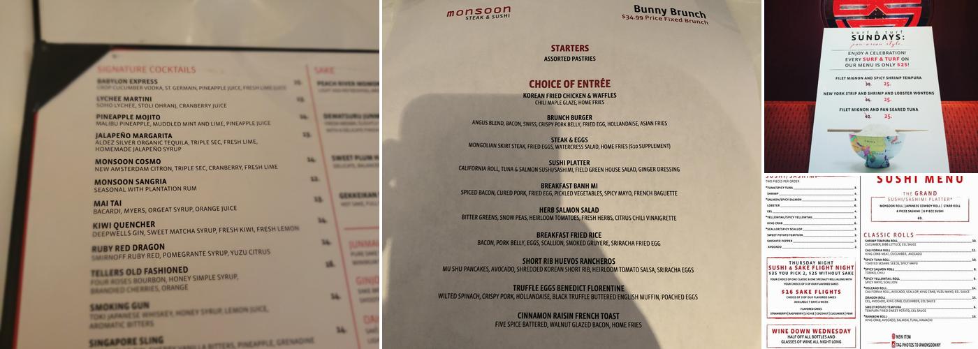 Monsoon: Steak & Sushi Menu