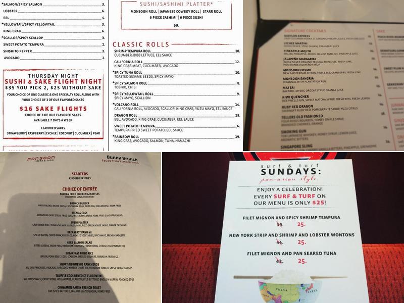 Monsoon: Steak & Sushi Menu