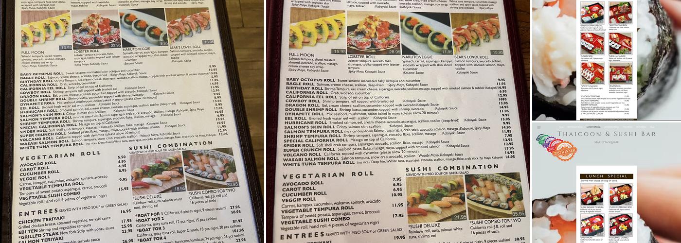 Thaicoon & Sushi Bar Menu
