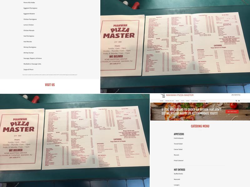 Mahwah Pizza Master Menu