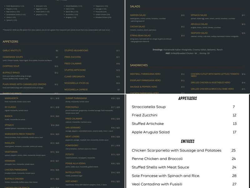 Forgia Brick Oven Pizzeria Menu