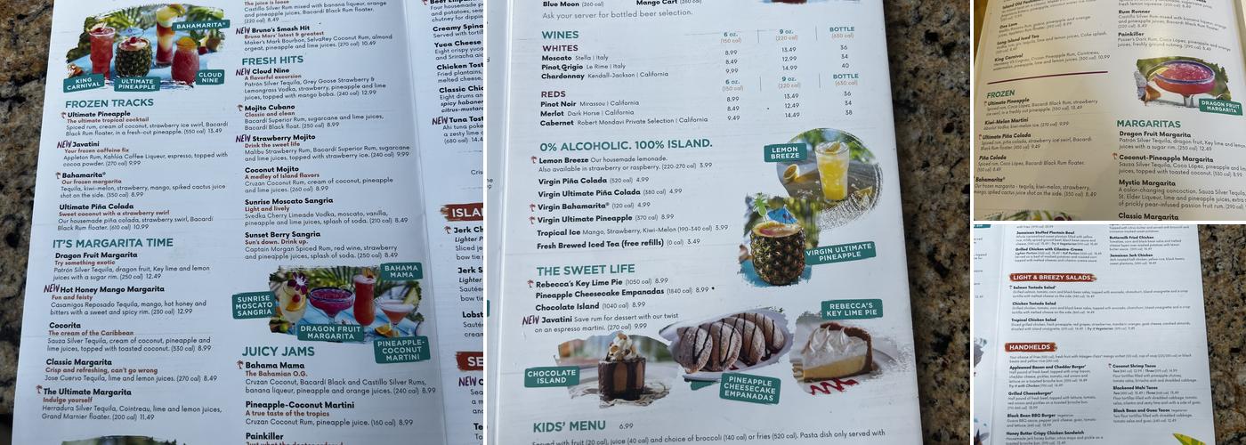 Bahama Breeze Menu