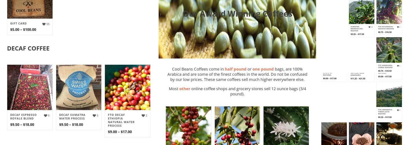 Cool Beans Coffee Roasters Menu