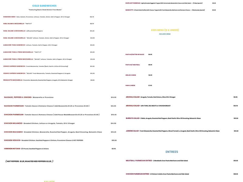 Hoboken Cafe on Whitlock Menu