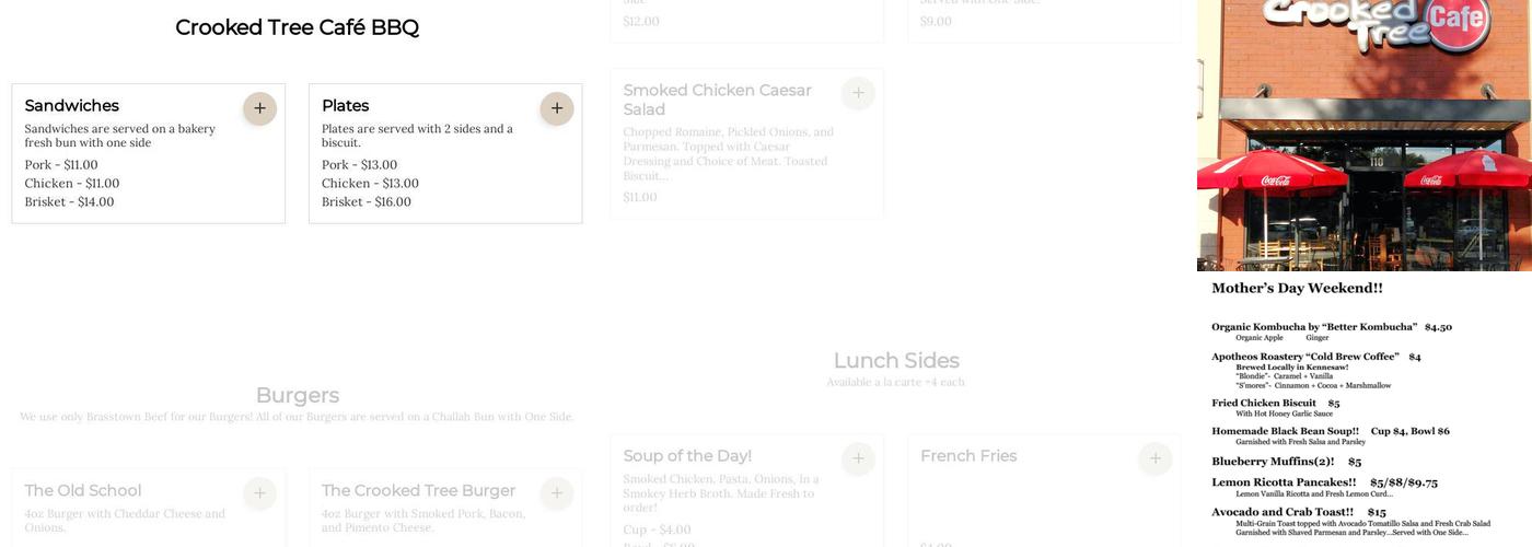 Crooked Tree Cafe Menu