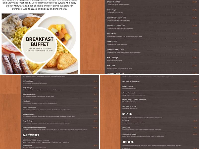 Stockyards Bar and Grill Menu