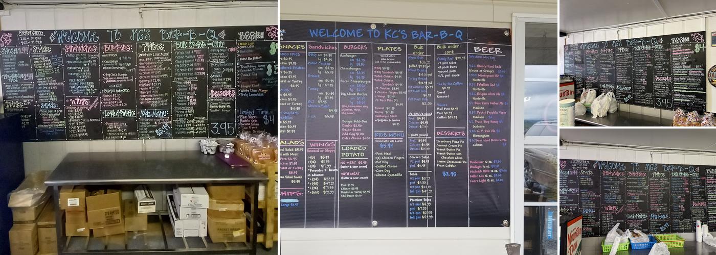 KC's BAR-B-Q Menu
