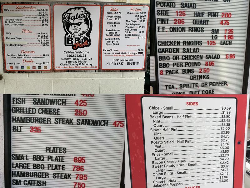 Tate's Bar-B-Que Menu