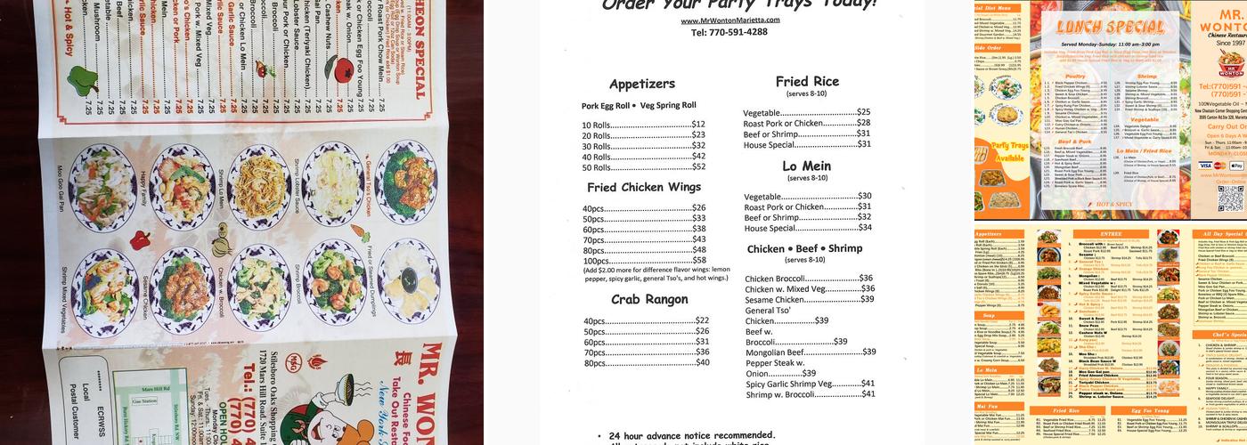 Mr Wonton Menu
