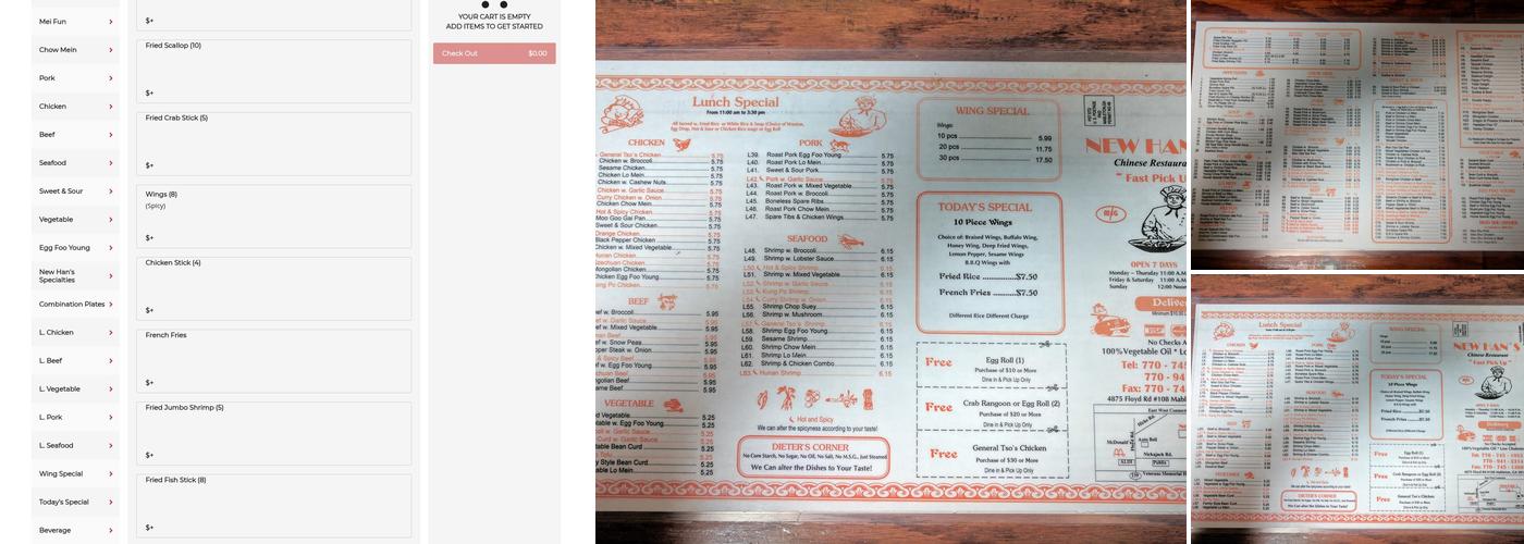 New Han's Chinese Restaurant Menu