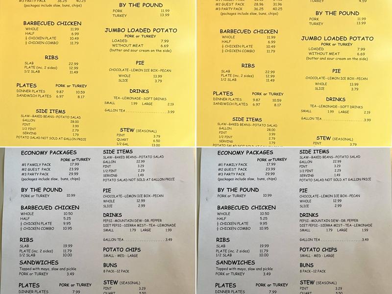 Southern Hickory Barbecue Menu