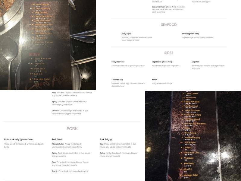 Iron Age Korean Steakhouse - Kennesaw Menu