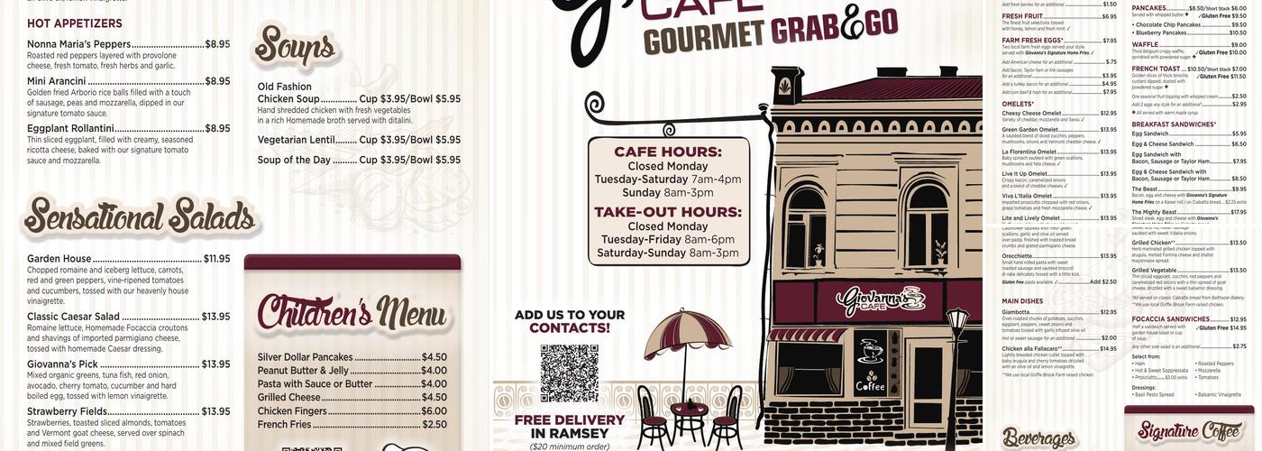 Giovanna's Cafe Menu