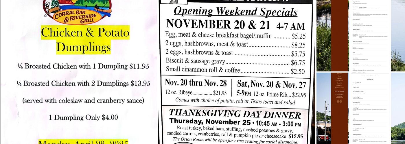 Corral Bar & Riverside Grill Menu