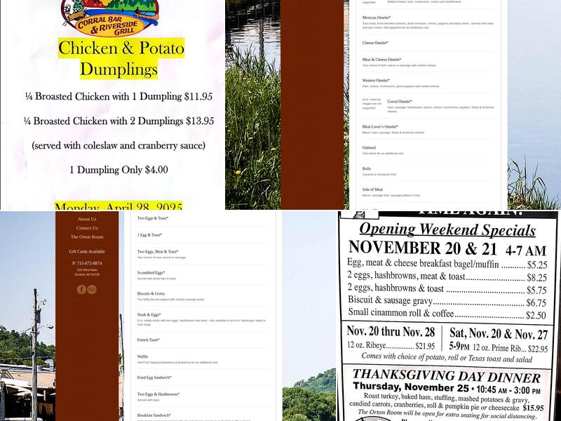 Corral Bar & Riverside Grill Menu