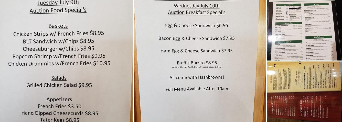 Bluffs Bar & Grill Menu