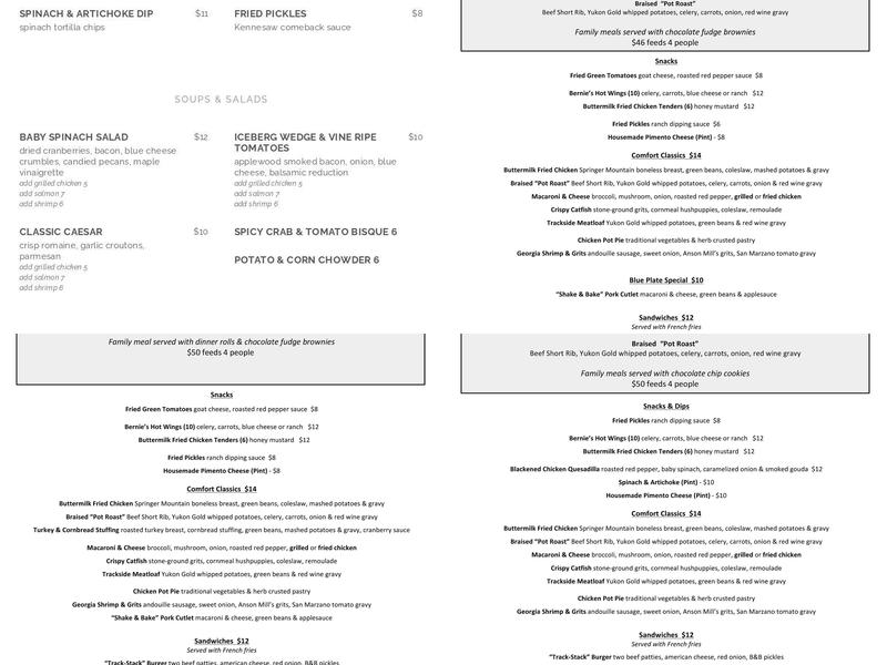 Trackside Grill Menu