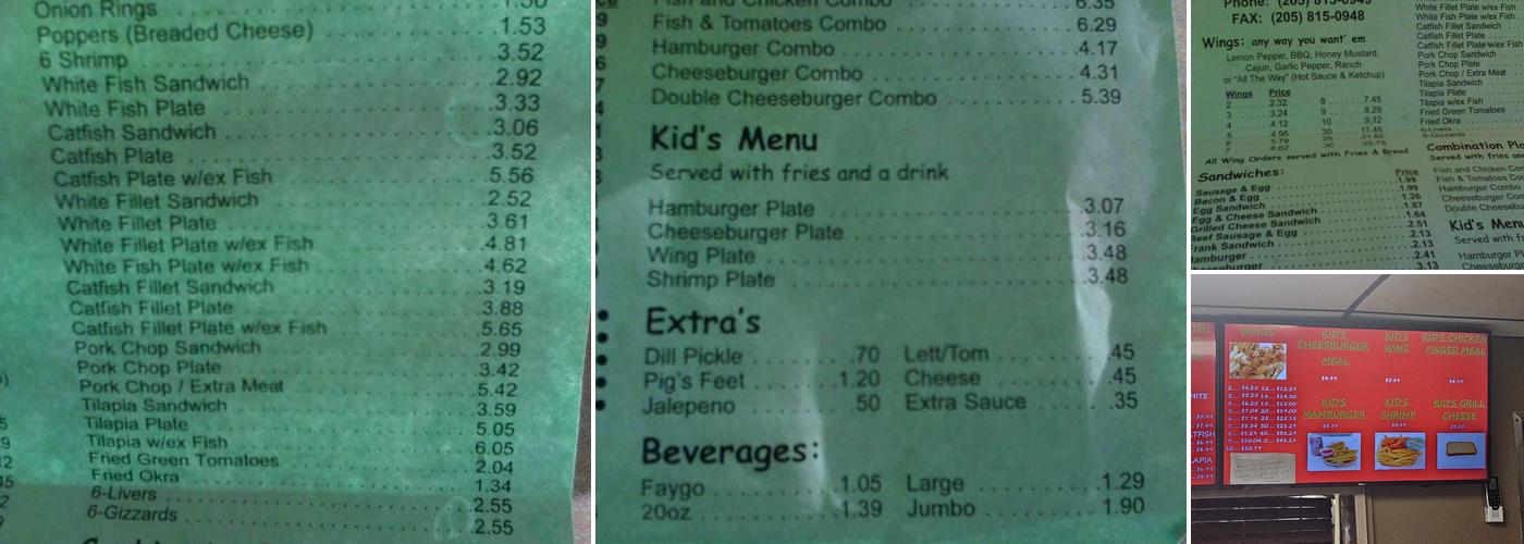 The Cafe Center Point, Inc Menu