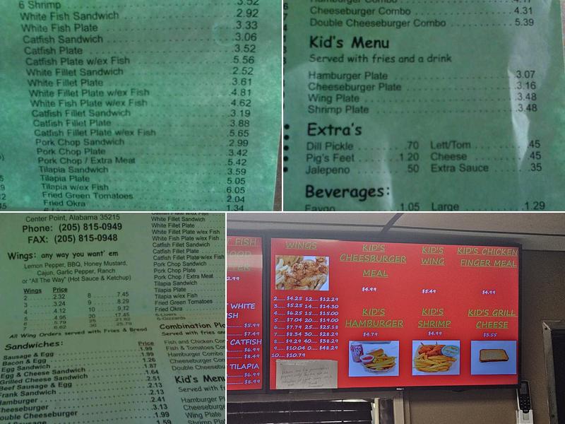 The Cafe Center Point, Inc Menu