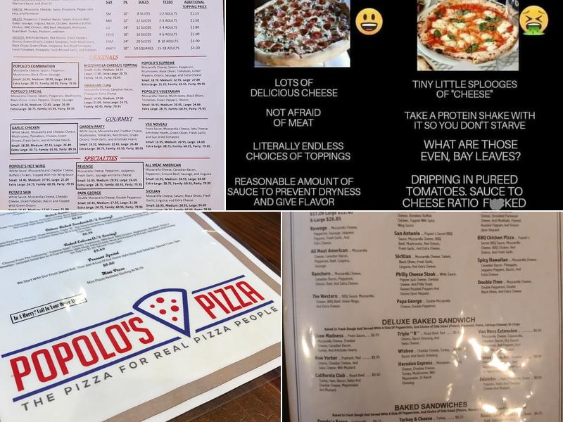 Popolo's Pizza Menu