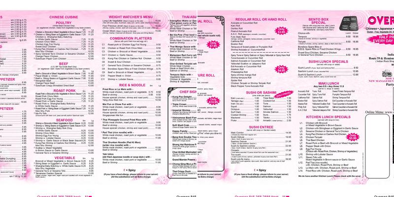Overseas Asian Bistro Menu
