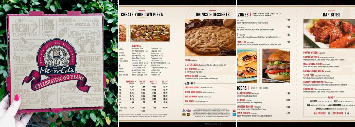 Me n ed's Pizzeria Menu