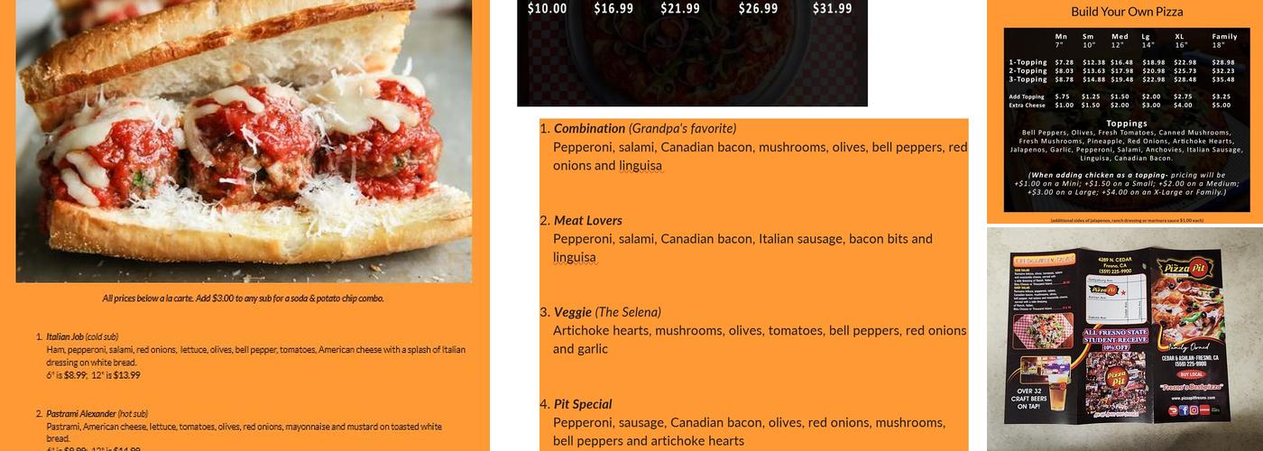 The Pizza Pit Cedar & Ashlan Menu