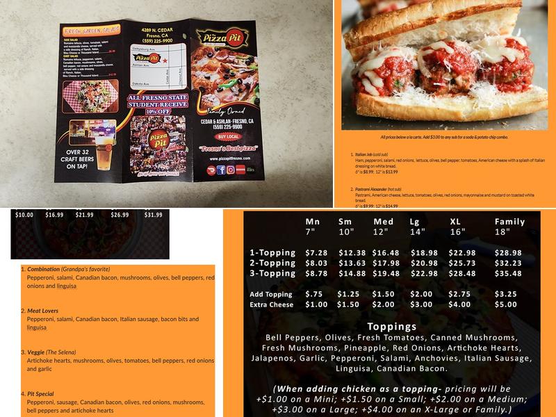 The Pizza Pit Cedar & Ashlan Menu