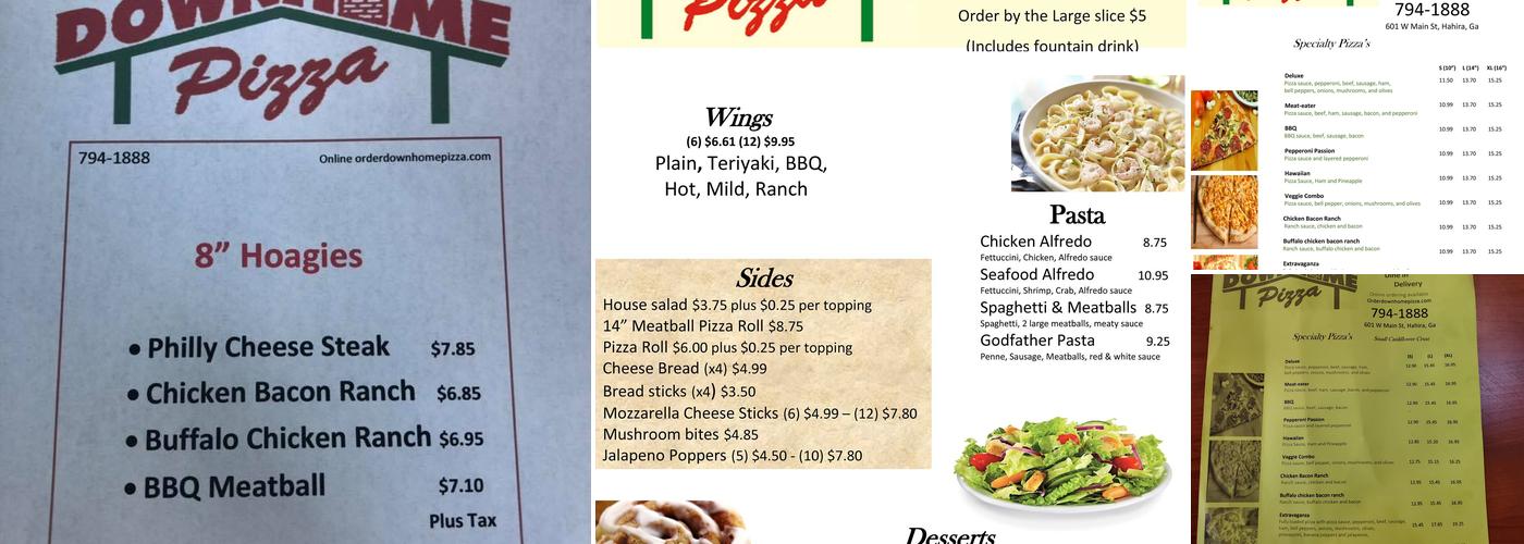 Down Home Pizza Menu
