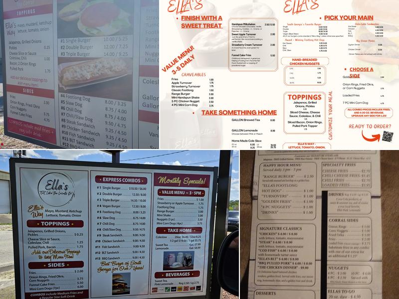 Ella's Top Corral Menu