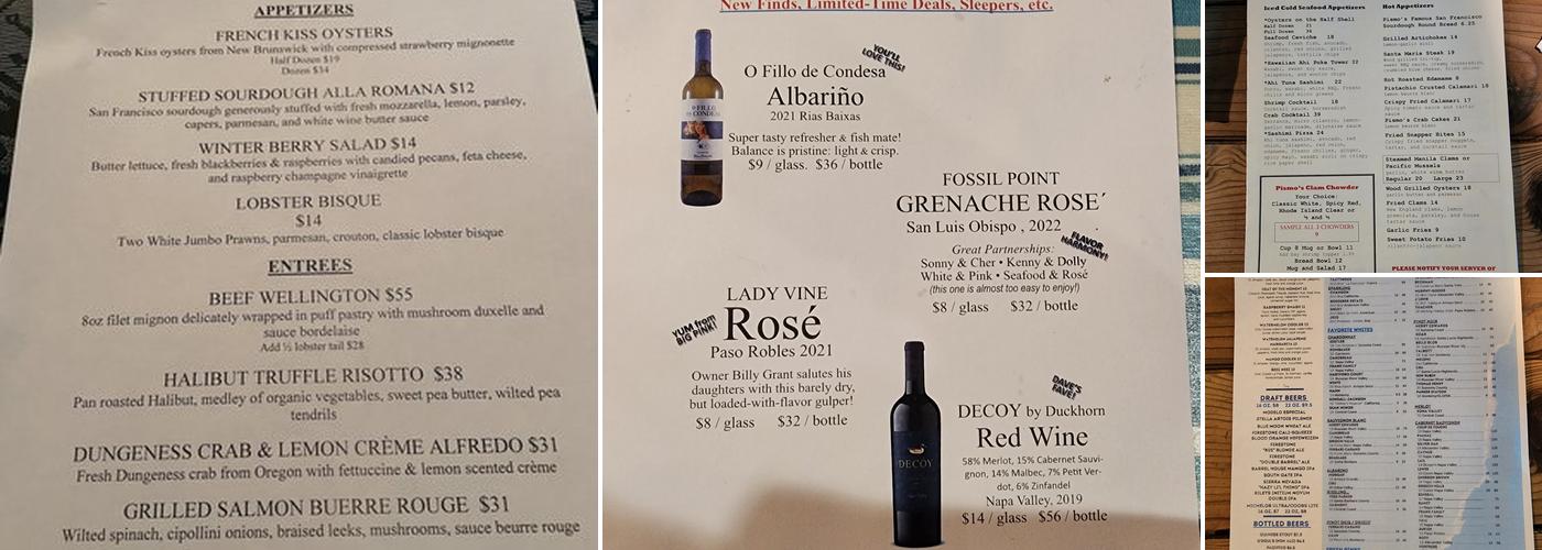 Pismo's Coastal Grill Menu