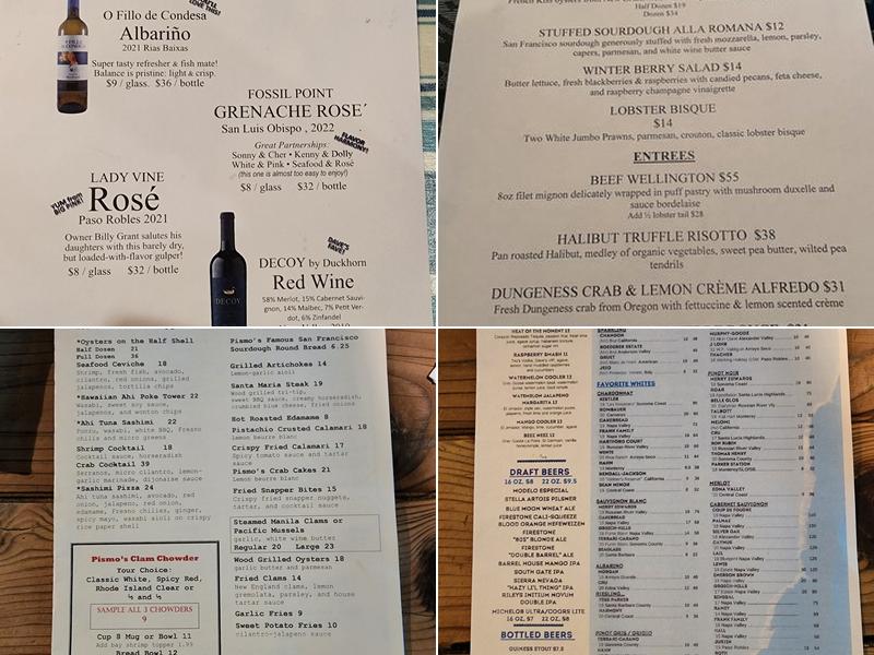 Pismo's Coastal Grill Menu