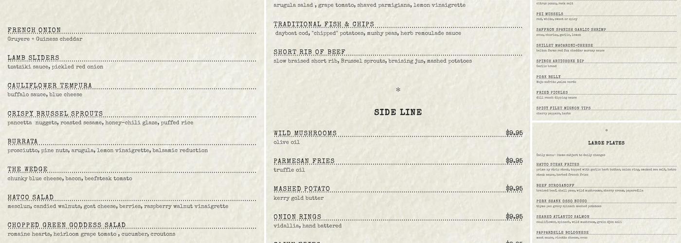 Hearth & Tap Menu