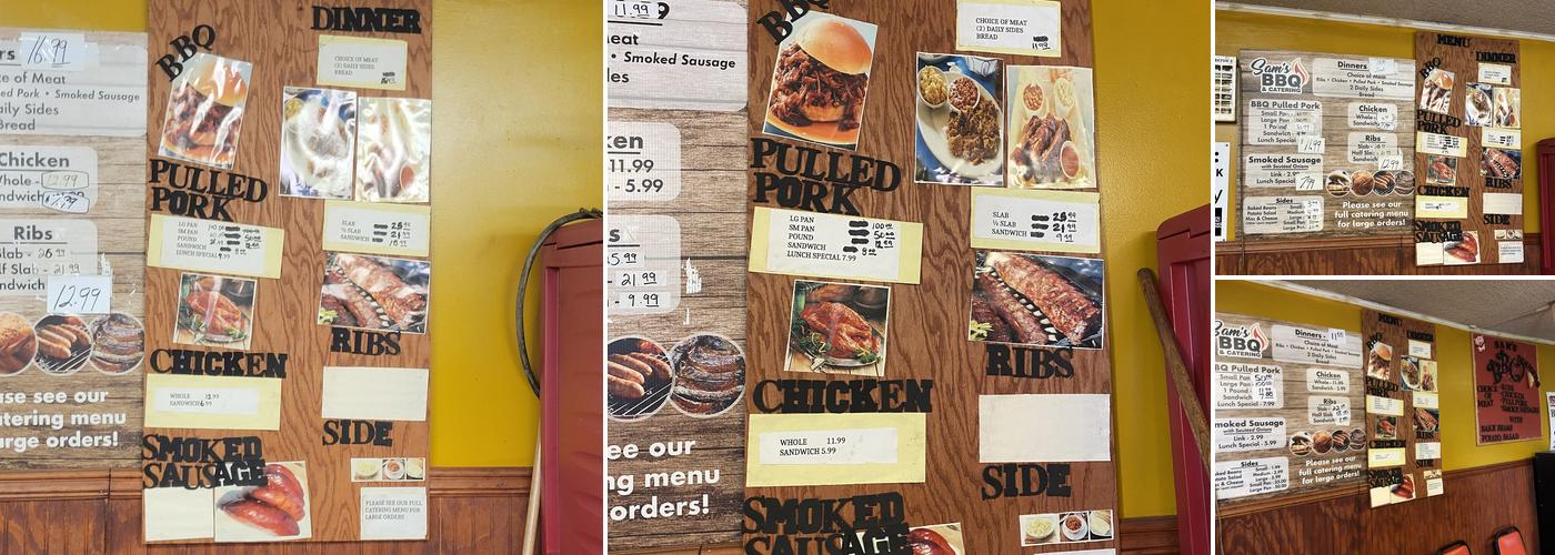 Sam's Carry Out BBQ Menu