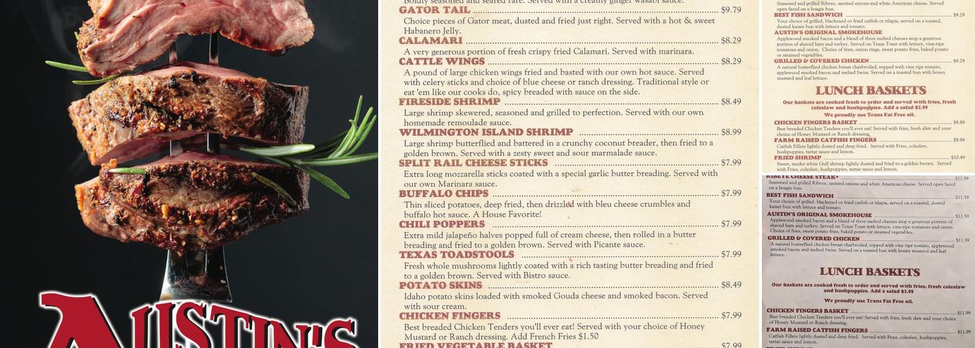 Austins Cattle Company Menu