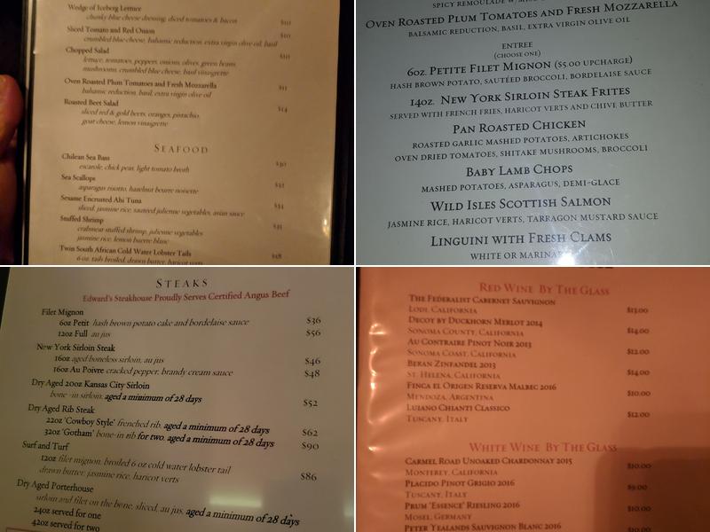Edward's Steakhouse Menu