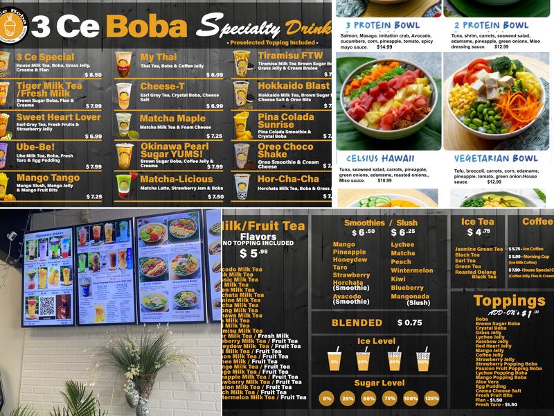 3 Ce Boba Menu