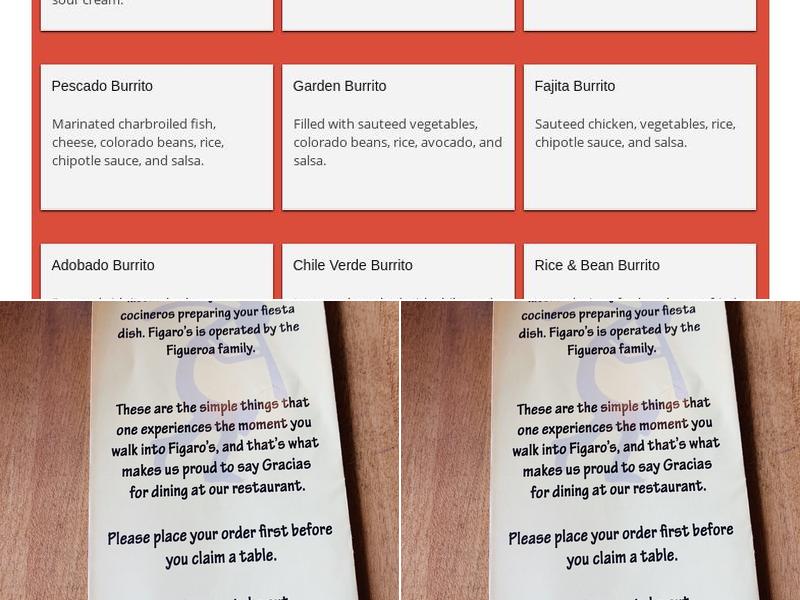 Figaro's Méxican Grill Menu