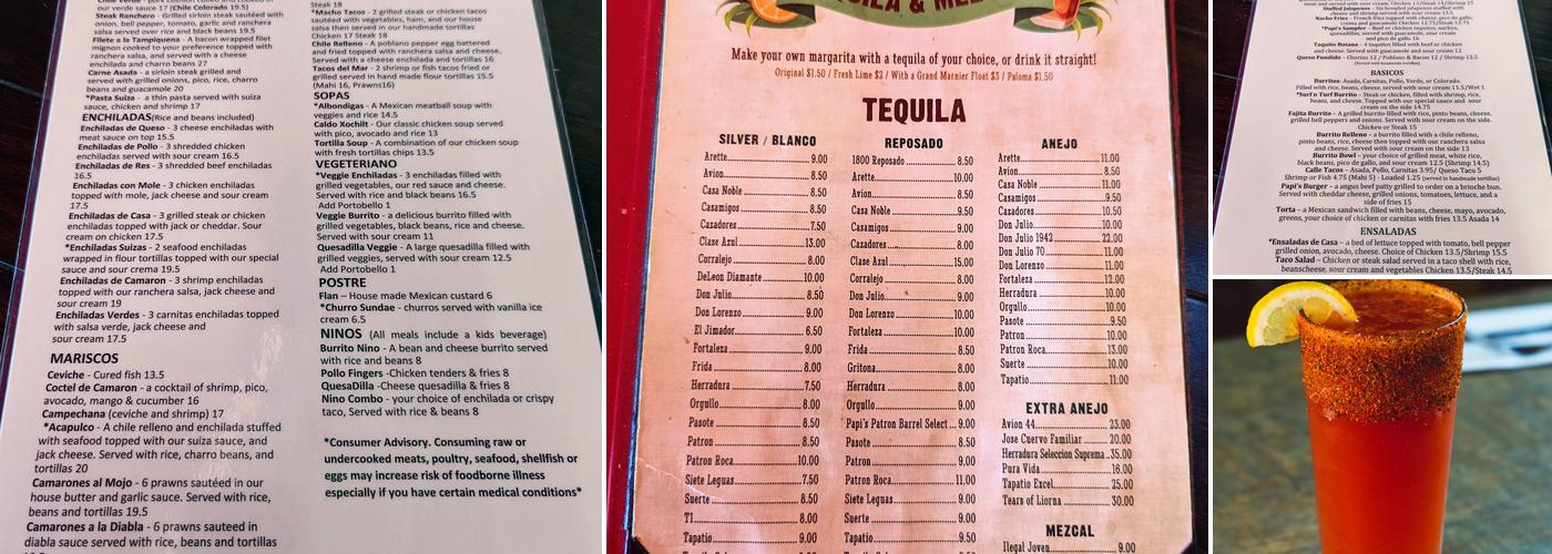 Papi's Mex Grill Menu