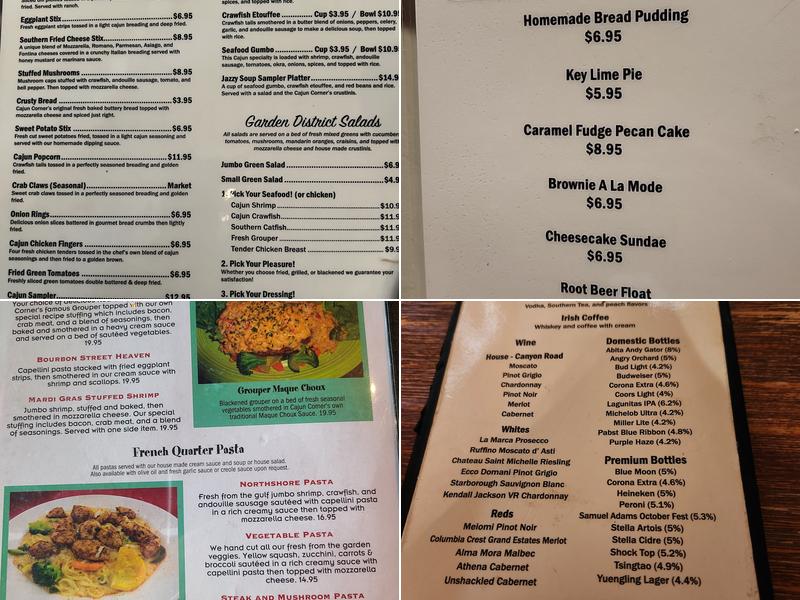 Cajun Corner on Broad Menu